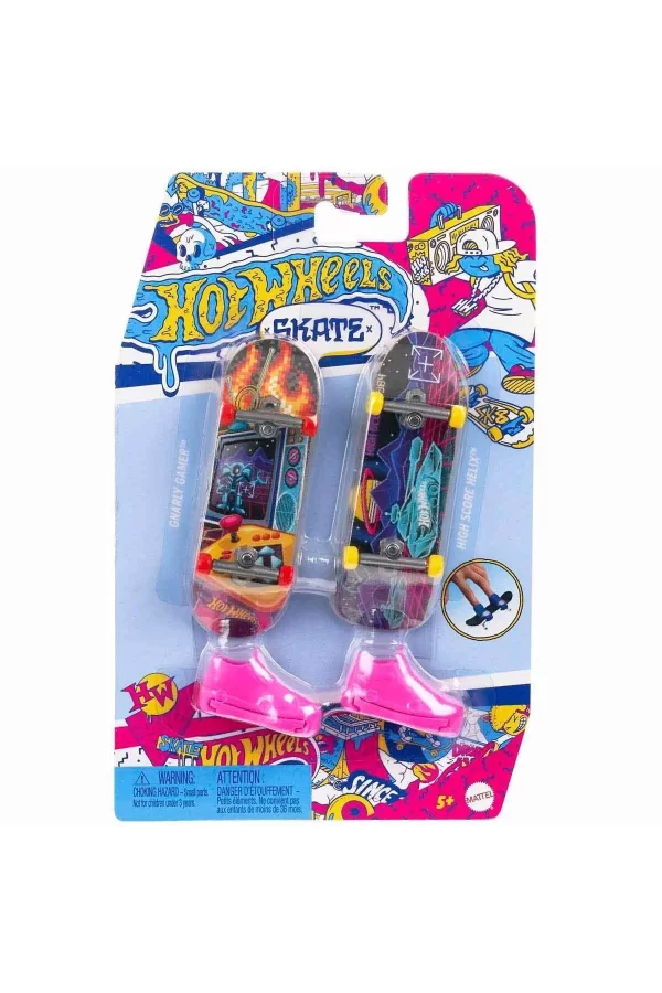 Hxl17 Hot Wheels Skate Retro Temalı İkili Parmak Kaykay Ve Ayakkabı Paketi