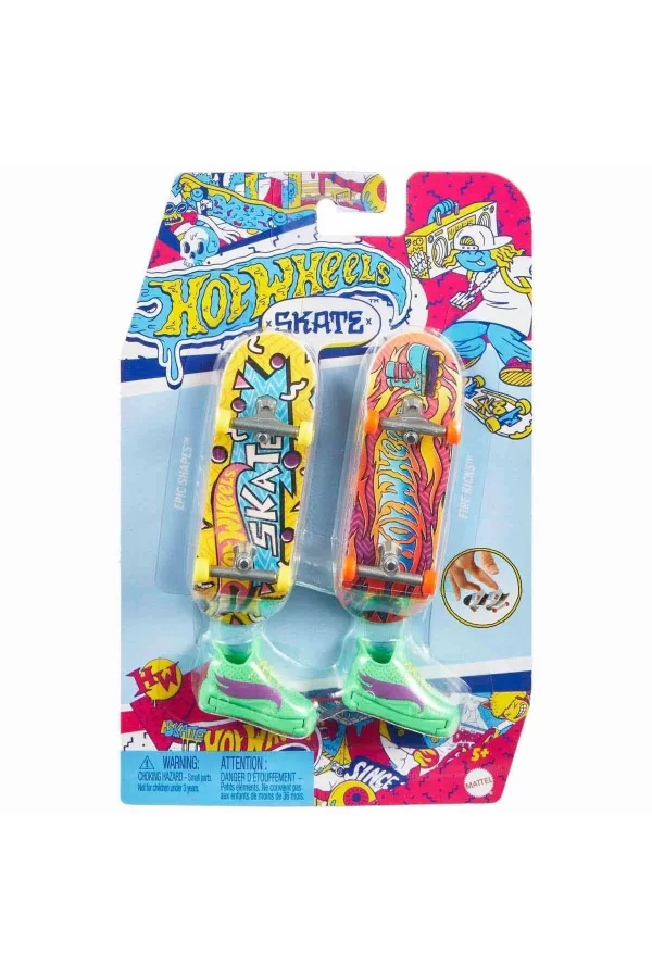Hxl17 Hot Wheels Skate Retro Temalı İkili Parmak Kaykay Ve Ayakkabı Paketi