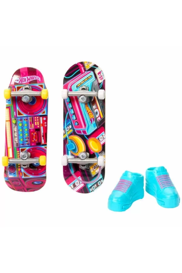 Hxl17 Hot Wheels Skate Retro Temalı İkili Parmak Kaykay Ve Ayakkabı Paketi
