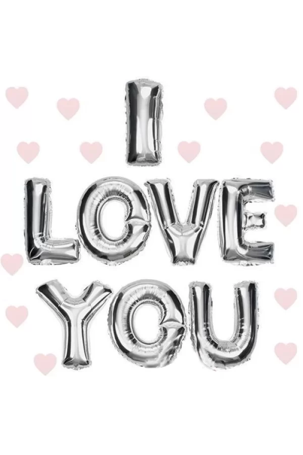 I Love You Folyo Balon Gümüş Renk 35 Cm