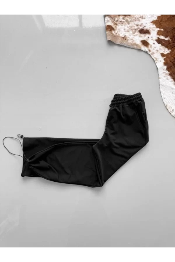 İki İplik Kumaş Baggy Alt Esofman - Siyah