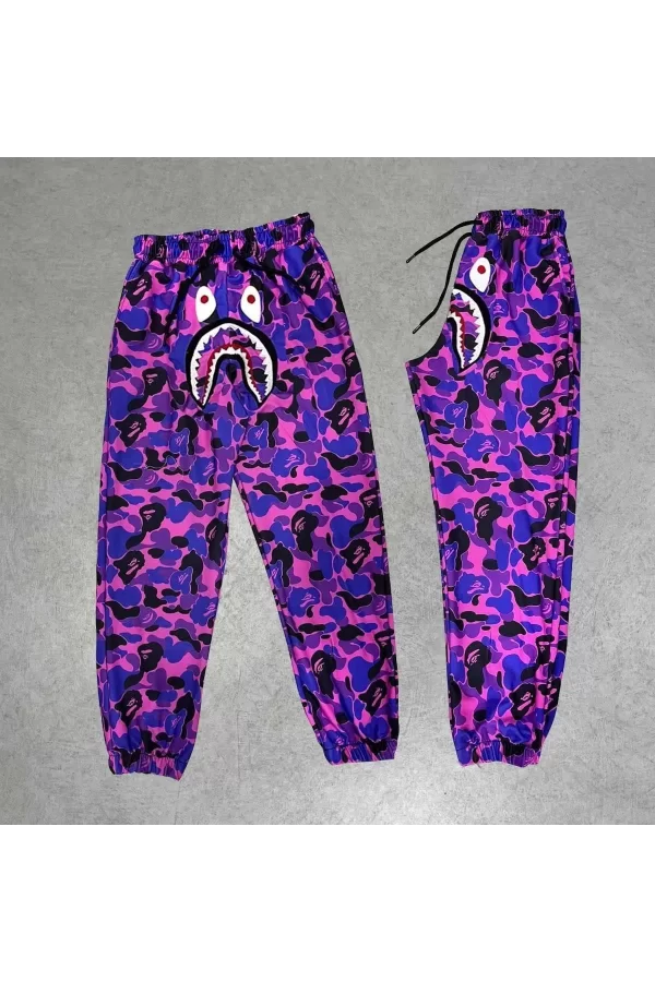 Luz&Pos İki İplik Mevsimlik Bape Nakişli Eşofman Pantolon - Mor