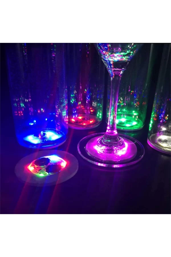 Işıklı Yapışkanlı Bardak Altı Aparatı Ledli 3 Modlu 6 Cm Çap 1 Adet