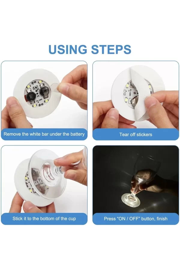Işıklı Yapışkanlı Bardak Altı Aparatı Ledli 3 Modlu 6 Cm Çap 1 Adet