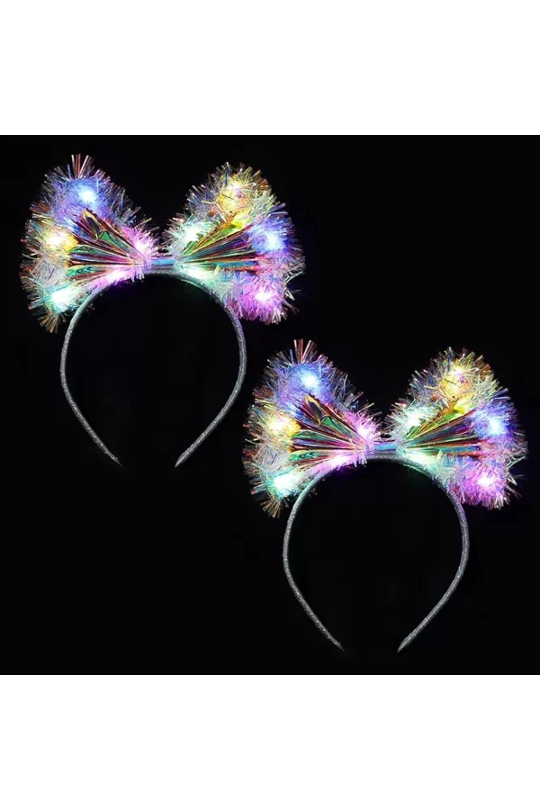 Işıltılı Fiber Fiyonk Gece Tacı Işıklı Ledli Eğlence Tacı 1 Adet 20x21 Cm