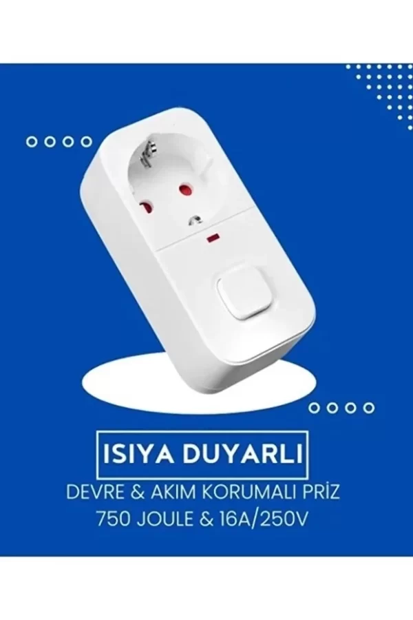 Isıya Duyarlı Devre Ve Akım Korumalı Du Tekli Anahtarlı Priz Fiş 16a/250v 750