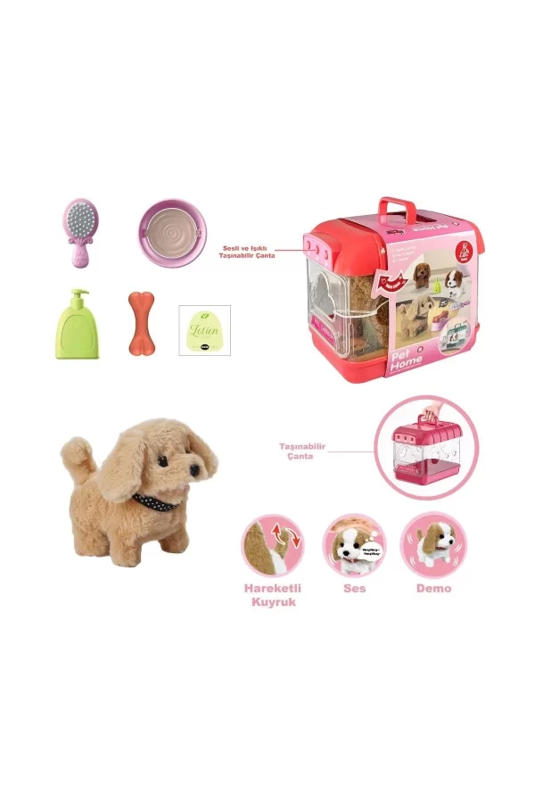 Jnd-6806 Hareketli Köpek Ve Işıklı Sesli Şeffaf Kafes Seti -vardem Oyuncak