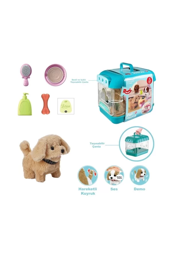 Jnd-6806 Hareketli Köpek Ve Işıklı Sesli Şeffaf Kafes Seti -vardem Oyuncak