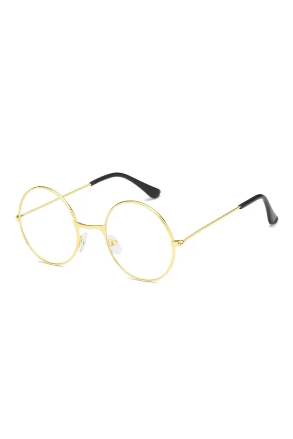 John Lennon Tarzı Gold Çerçeveli Şeffaf Gözlük
