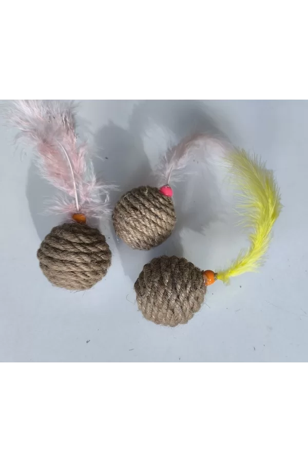 Jut Halat Örgü Kedi Oyun Topu 5 cm