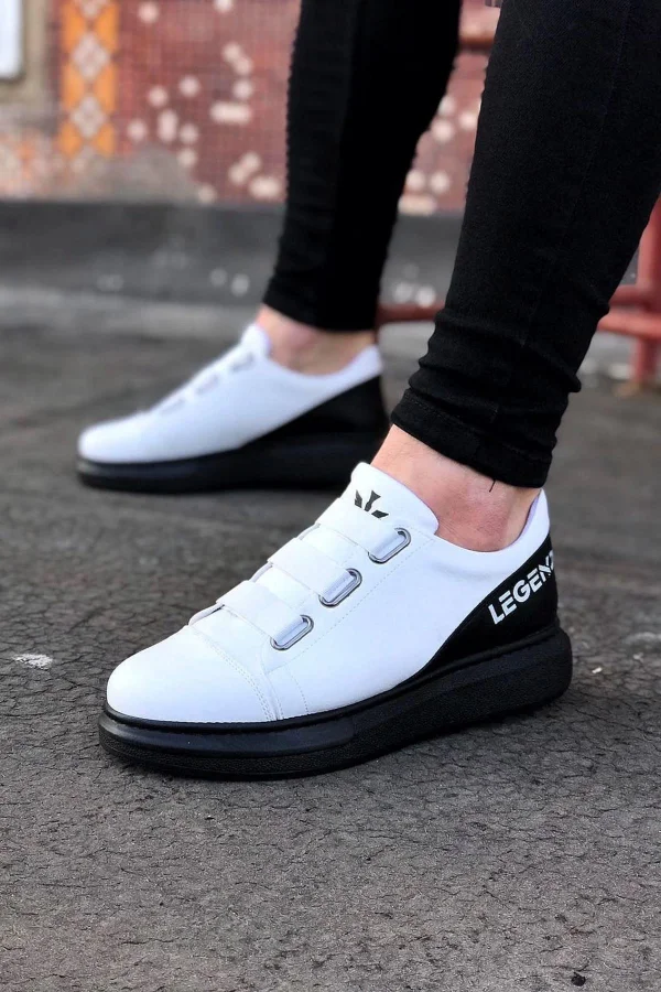K&A  KA029 3 Bant Legend Beyaz Kömür Kalın Taban Casual Erkek Ayakkabı
