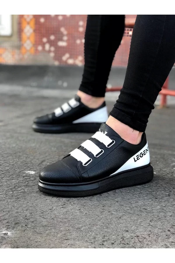 K&A  KA029 3 Bant Legend Kömür Beyaz Kalın Taban Casual Erkek Ayakkabı