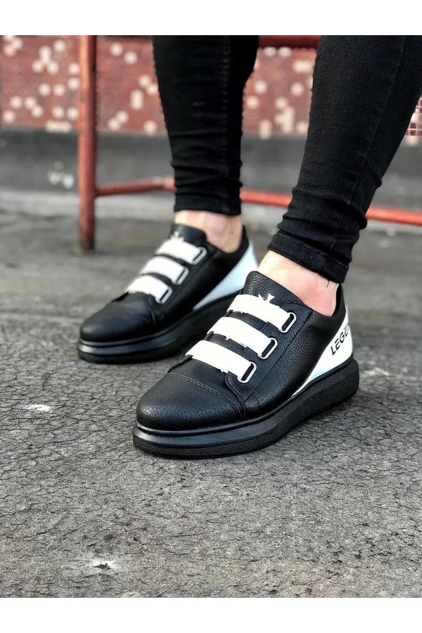 K&A  KA029 3 Bant Legend Kömür Beyaz Kalın Taban Casual Erkek Ayakkabı