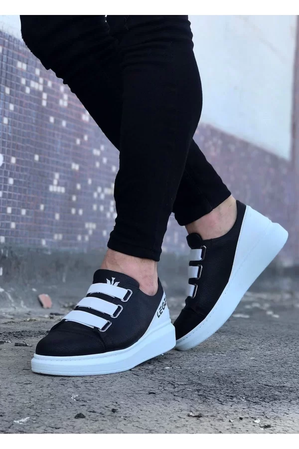 K&A  KA029 Siyah Beyaz Kalın Taban Casual Erkek Ayakkabı