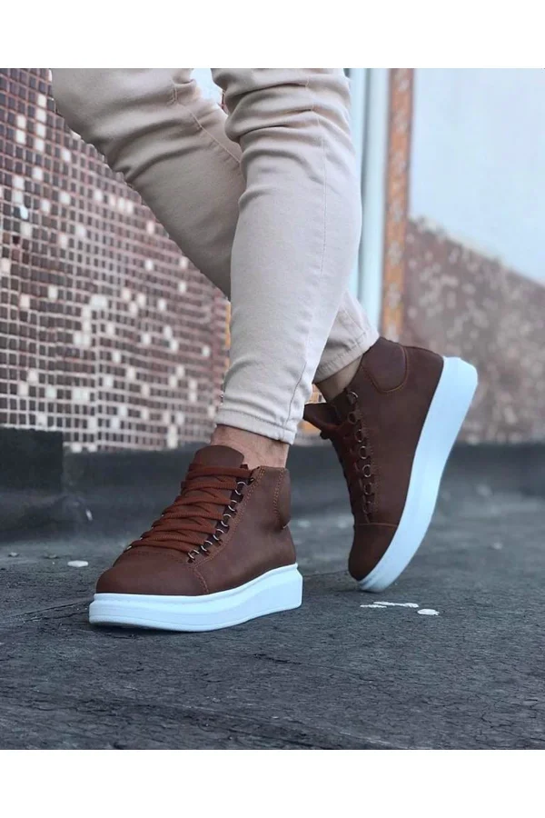 K&A  KA032 Taba Bağcıklı Sneakers  Yarım Bilek Bot