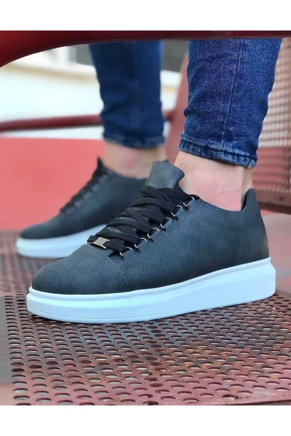 K&A  KA08 Gri Düz Erkek Casual Ayakkabı