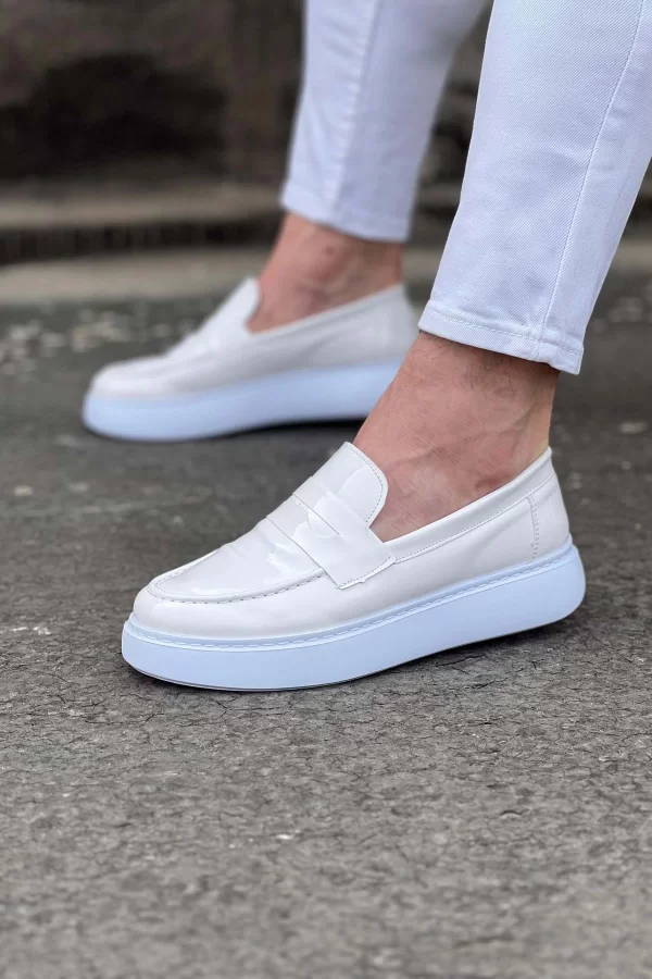 K&A  KA161 Beyaz Rugan Erkek Casual Ayakkabı