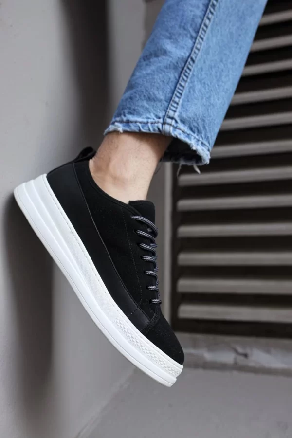 K&A Sneakers Ayakkabı 010 Siyah Süet (Beyaz Taban)