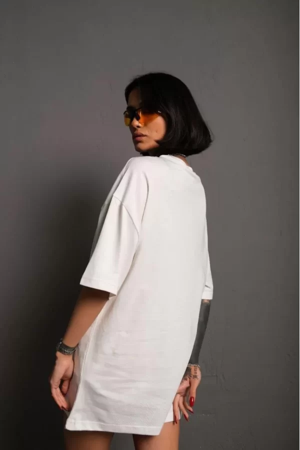 Luz&Pos Kadın 24/1 Düz A Kalite Oversize T-shirt - Beyaz
