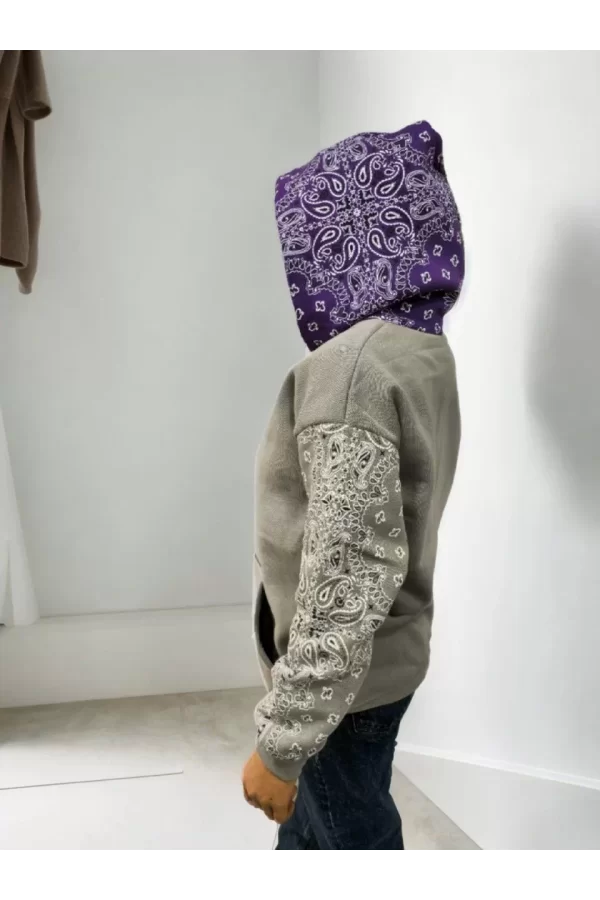 Luz&Pos Kadın Baskılı Kapüşonlu Sweatshirt - Gri