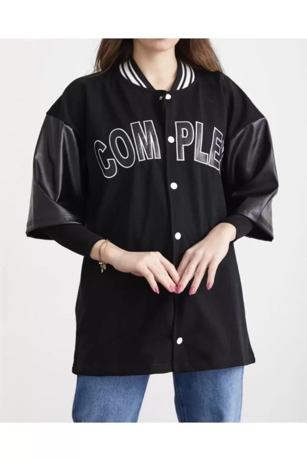 Luz&Pos Kadın Complex Kolej Oversize T-shirt - Siyah