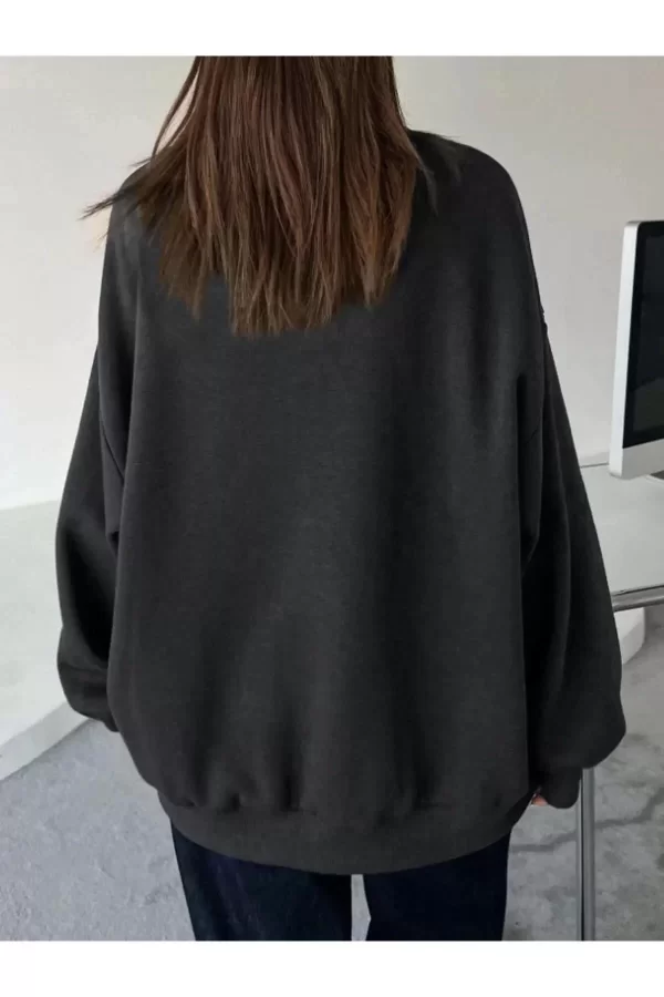 Luz&Pos Kadın Düz Bisiklet Yaka Sweat - Siyah