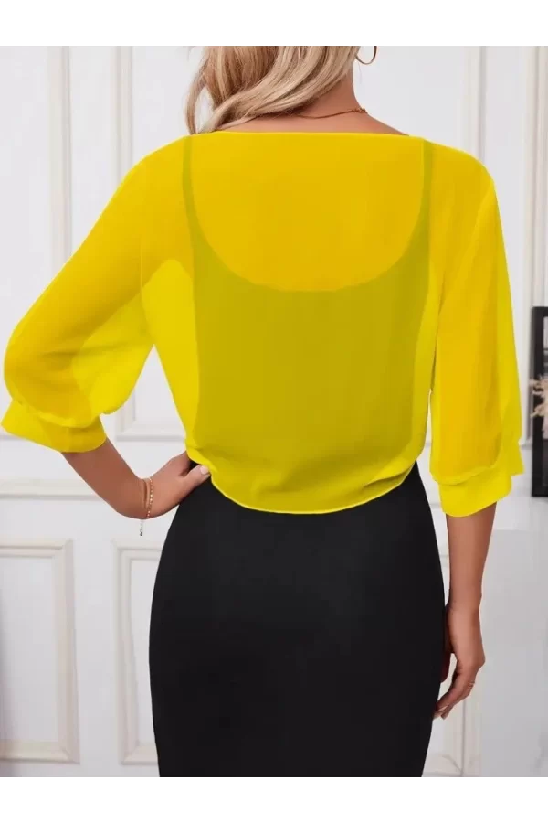 Kadın Truvakar Kollu önden Bağlamalı Kısa şifon Bolero Ceket