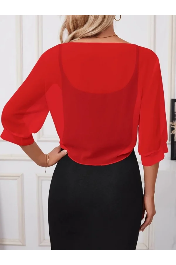 Kadın Truvakar Kollu önden Bağlamalı Kısa şifon Bolero Ceket