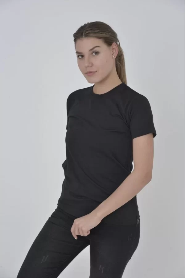 Luz&Pos Kadın Yandan Fermuarli Slim Fit T-shirt - Siyah