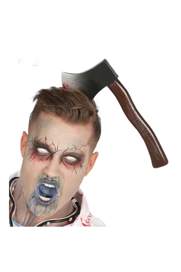 Kafaya Saplanmış Halloween Kanlı Balta Şaka Tacı