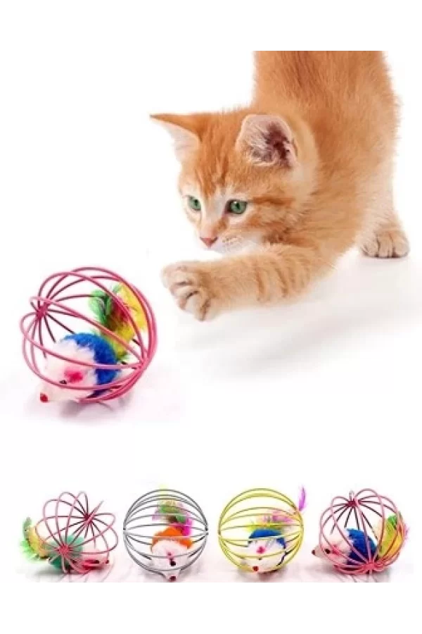 KAFESLI FARELI KEDI KÖPEK OYUN TOPU