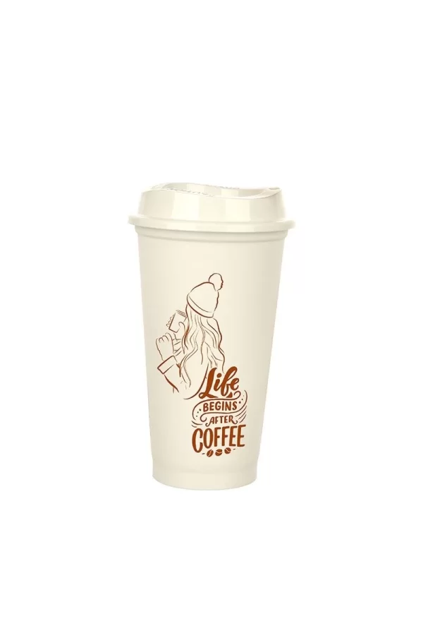 Kahve Bardağı - Kapaklı Beyaz 473 Ml