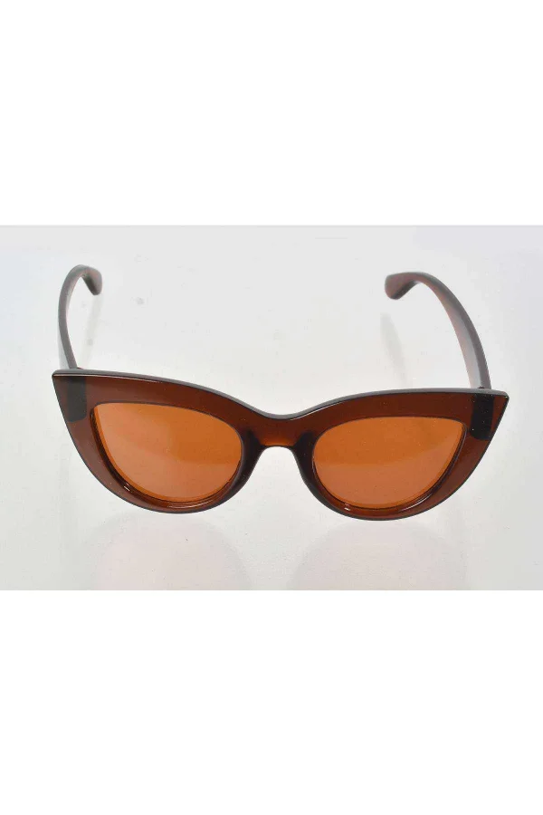 Kahverengi Çerçeve Cat Eye Kadın Güneş Gözlüğü - Moda Gözlük