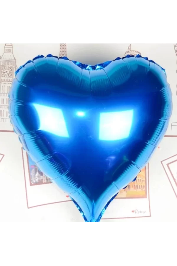 Kalp Uçan Balon Folyo Mavi 80 Cm 32 İnç