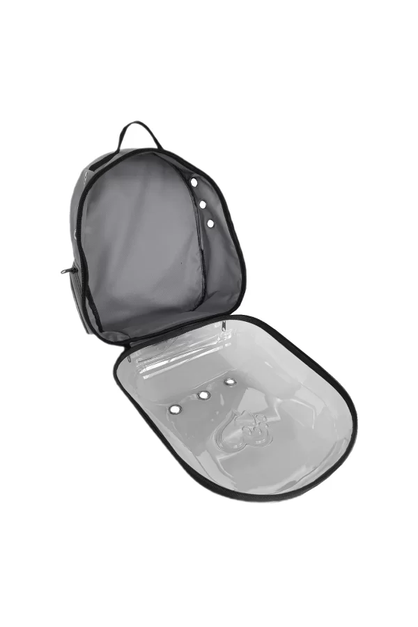 Kalpli Patili Astronot Şeffaf Taşıma Sırt Çantası Gri 24x32x42 cm