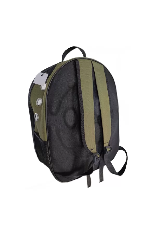 Kalpli Patili Astronot Şeffaf Taşıma Sırt Çantası Haki 24x32x42 cm