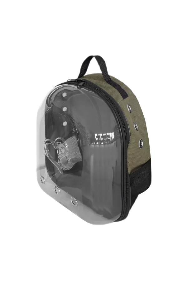 Kalpli Patili Astronot Şeffaf Taşıma Sırt Çantası Haki 24x32x42 cm