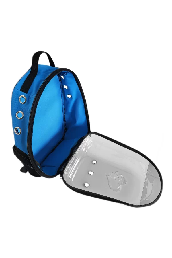 Kalpli Patili Astronot Şeffaf Taşıma Sırt Çantası Mavi 24x32x42 cm