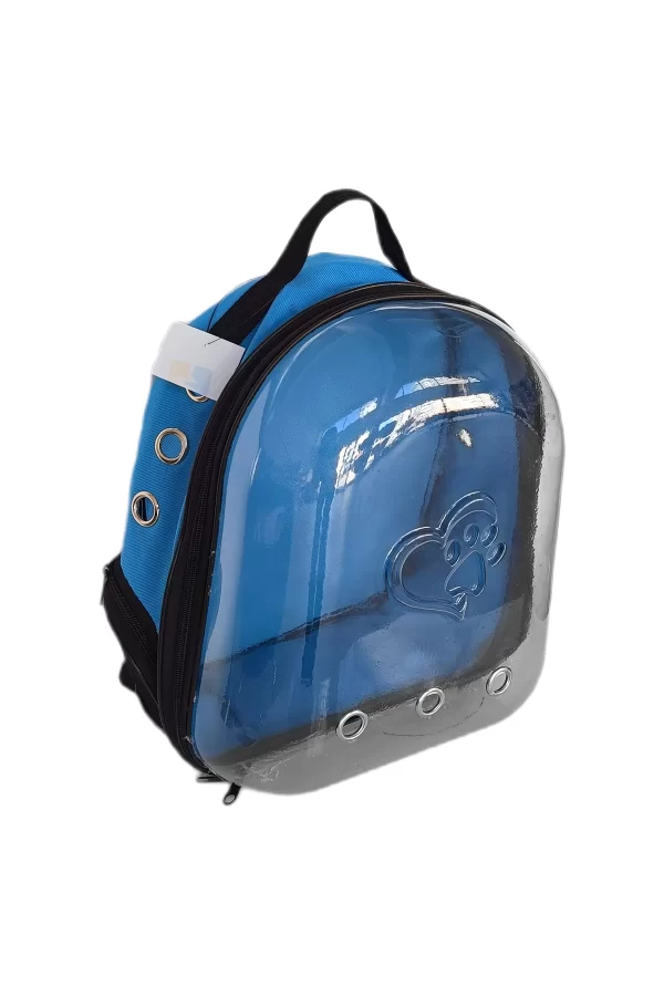 Kalpli Patili Astronot Şeffaf Taşıma Sırt Çantası Mavi 24x32x42 cm