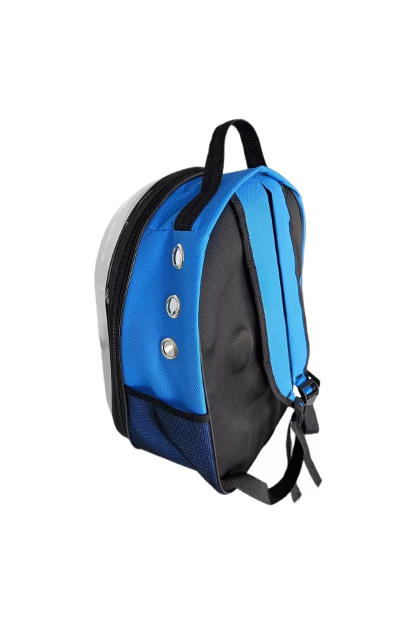 Kalpli Patili Astronot Şeffaf Taşıma Sırt Çantası Mavi 24x32x42 cm