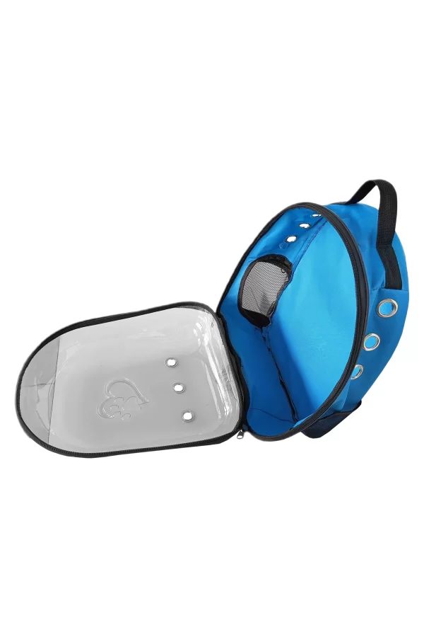 Kalpli Patili Astronot Şeffaf Taşıma Sırt Çantası Mavi 24x32x42 cm