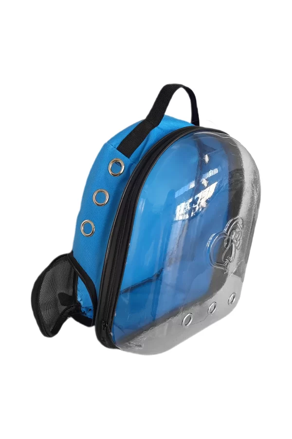 Kalpli Patili Astronot Şeffaf Taşıma Sırt Çantası Mavi 24x32x42 cm