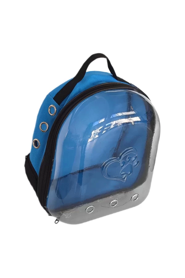 Kalpli Patili Astronot Şeffaf Taşıma Sırt Çantası Mavi 24x32x42 cm