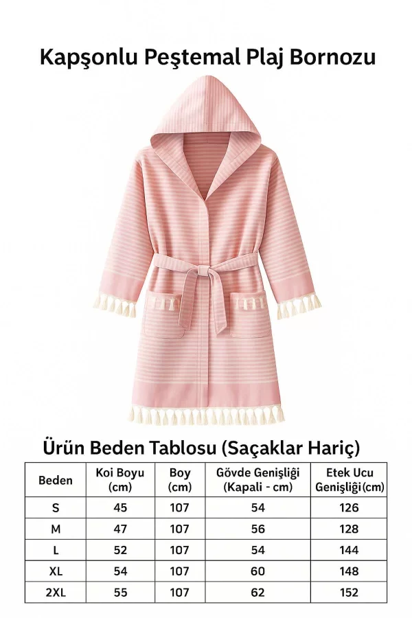 Kapşonlu Unisex Peştamal Plaj Bornozu  &#37;100 Pamuklu Marelina Bordo