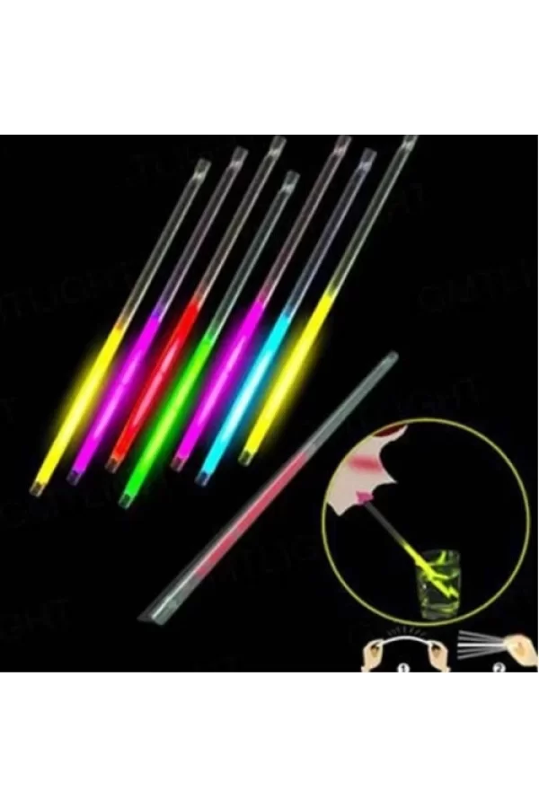 Karanlıkta Parlayan Glow Fosforlu Pipet 3 Renk 3 Adet