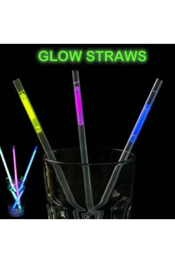 Karanlıkta Parlayan Glow Fosforlu Pipet 3 Renk 3 Adet