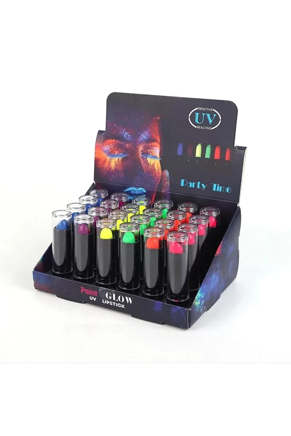 Karanlıkta Parlayan Yanan Uv Neon Ruj Yüz Boyama 6 Adet 6 Renk