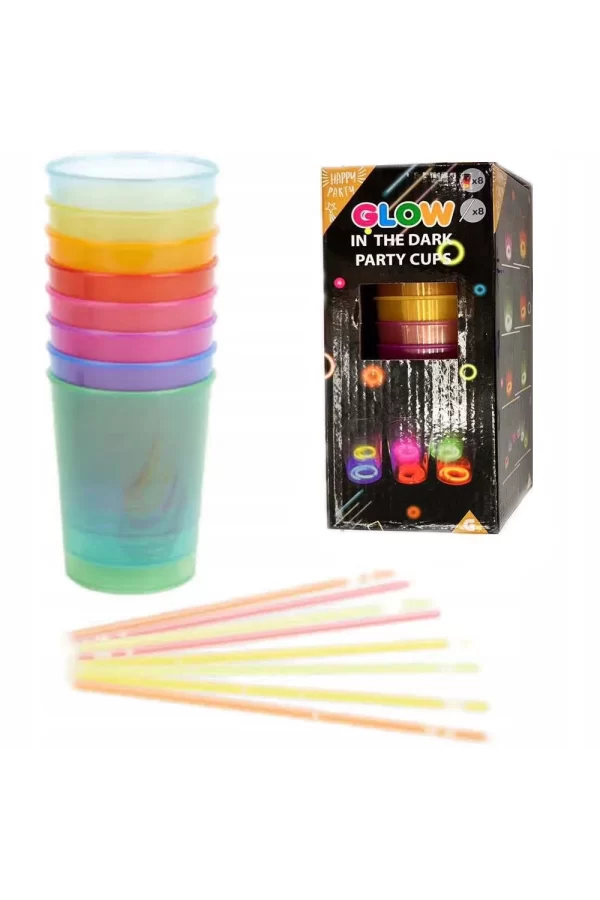 Karanlıkta Yanan Gece Işığı Mega Glow Bardaklar 8 Adet 8.5 X 10.5 Cm
