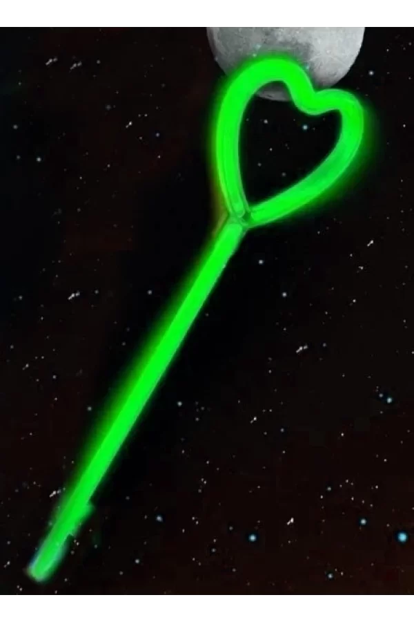 Karanlıkta Yanan Glow  Partisi Kalp Şekilli Asa Sopa 6 Renk 6 Adet
