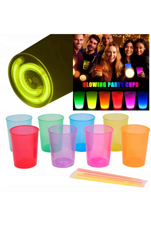 Karanlıkta Yanan Mega Glow Bardaklar 8 Adet